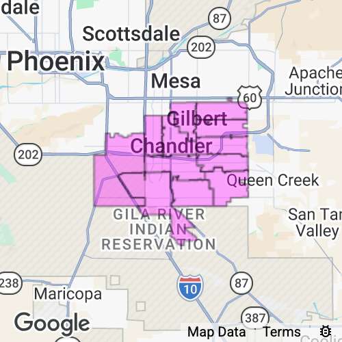 Maricopa County (Chandler, Gilbert) Arizona real estate agent mailing area