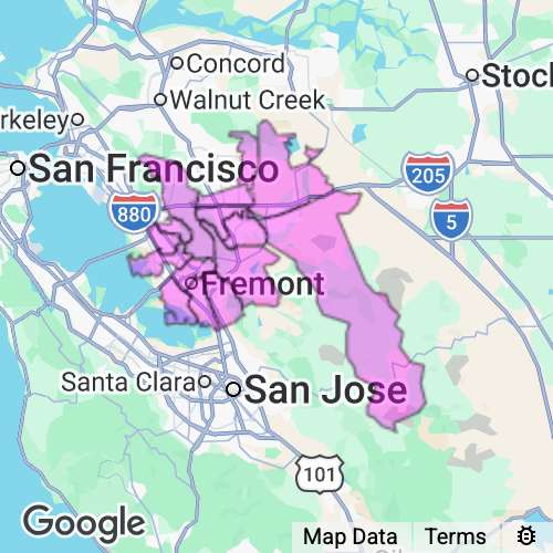 ALAMEDA (South/East) county map
