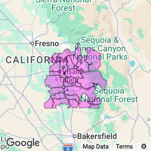 TULARE county map