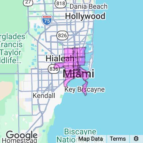 Miami-Dade County (Central) Florida real estate agent mailing area