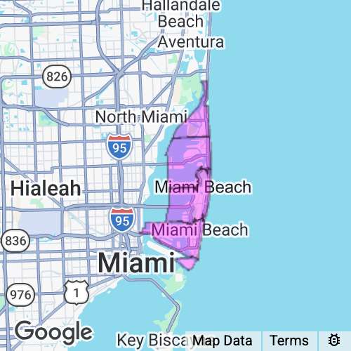 Miami-Dade County (Miami Beach) Florida real estate agent mailing area