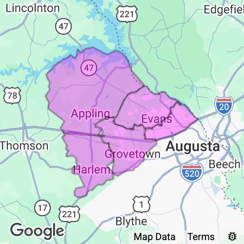 Columbia County Georgia real estate agent mailing area