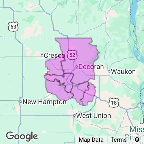 Winneshiek County Iowa real estate agent mailing area