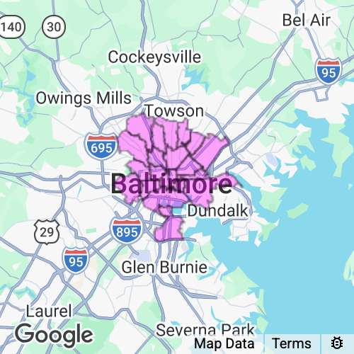 Baltimore City County Maryland real estate agent mailing area