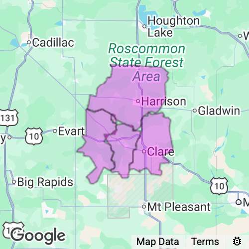 Clare County Michigan real estate agent mailing area