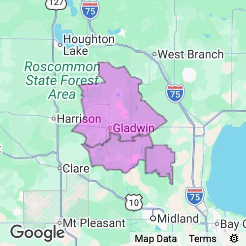 Gladwin County Michigan real estate agent mailing area
