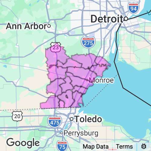 Monroe County Michigan real estate agent mailing area