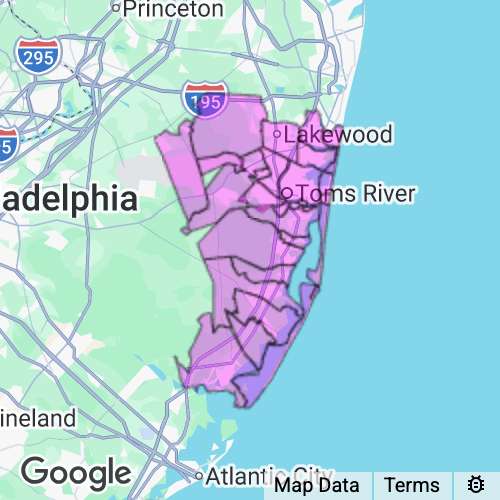 OCEAN county map