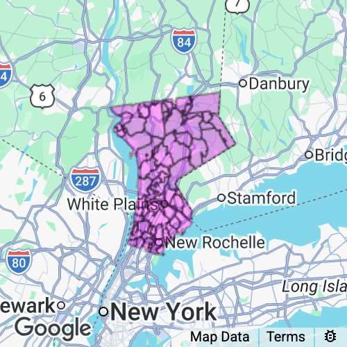 Westchester County New York real estate agent mailing area
