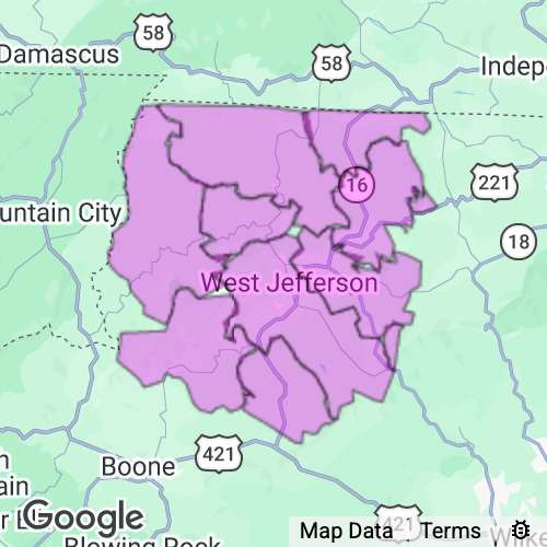 ASHE county map