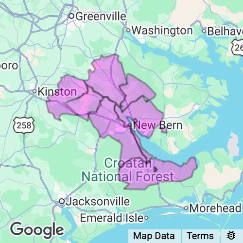 CRAVEN county map