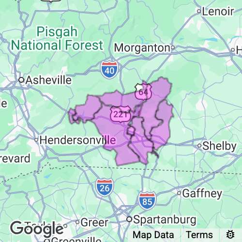 RUTHERFORD county map