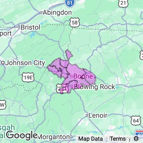 WATAUGA county map