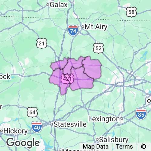 YADKIN county map