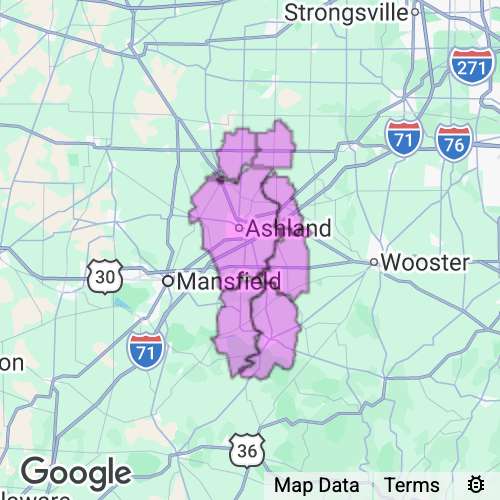 Ashland County Ohio real estate agent mailing area