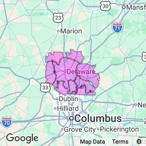 Delaware County Ohio real estate agent mailing area