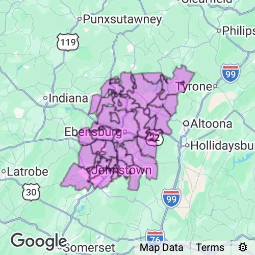 Cambria County Pennsylvania real estate agent mailing area