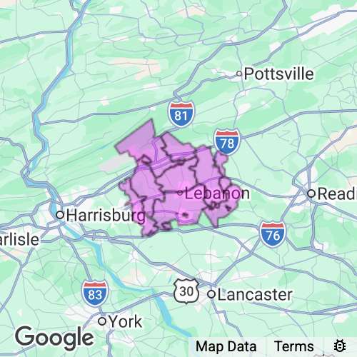 Lebanon County Pennsylvania real estate agent mailing area