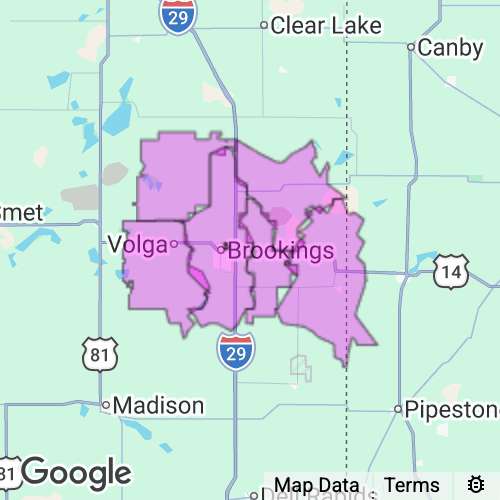 BROOKINGS county map