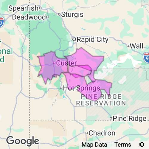 CUSTER county map