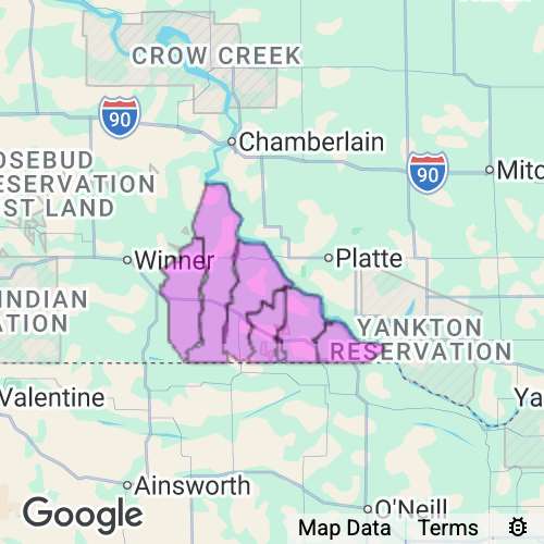 GREGORY county map