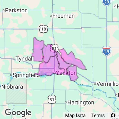 YANKTON county map