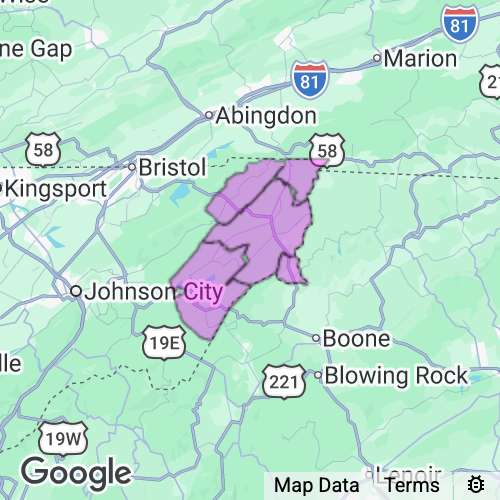 JOHNSON county map
