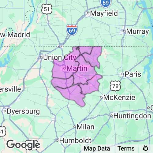 WEAKLEY county map