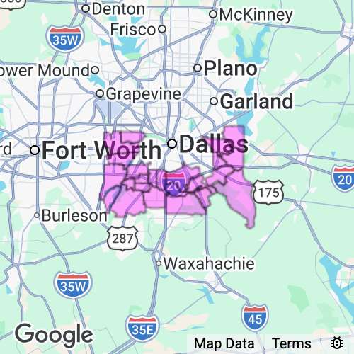 Dallas County (South) Texas real estate agent mailing area