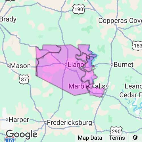 Llano County Texas real estate agent mailing area