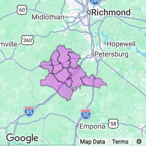 Dinwiddie County Virginia real estate agent mailing area