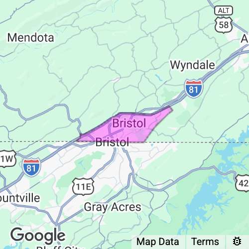Bristol City County Virginia real estate agent mailing area