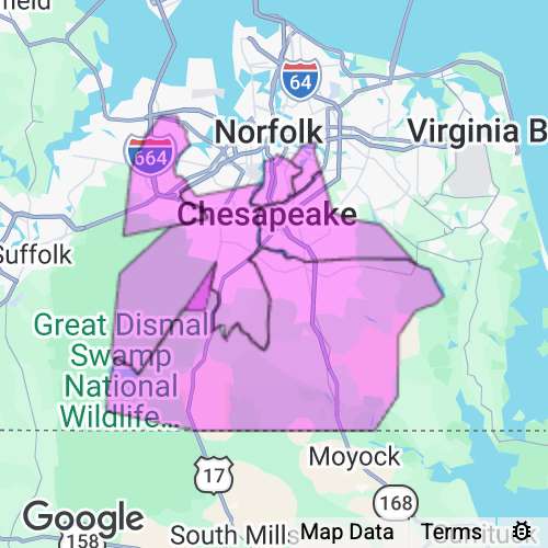 Chesapeake City County Virginia real estate agent mailing area