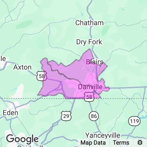 Danville City County Virginia real estate agent mailing area