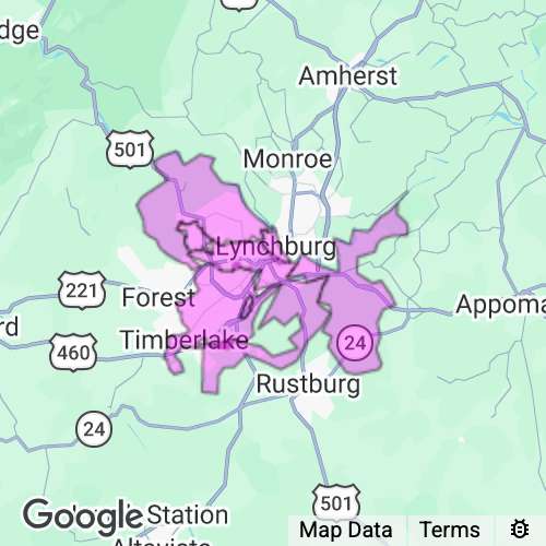 Lynchburg City County Virginia real estate agent mailing area