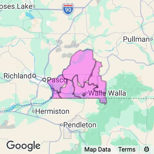 WALLA WALLA county map