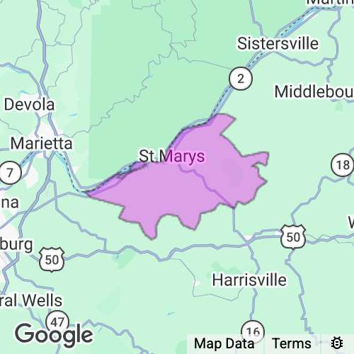 PLEASANTS county map
