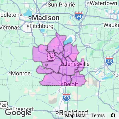 ROCK county map